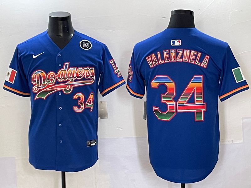 Men 2025 Los Angeles Dodgers 34 Valenzuela Blue Nike MLB Jersey style 6274